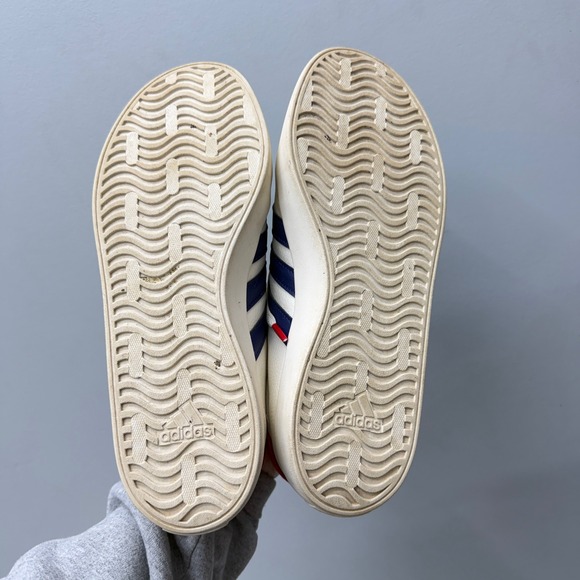 Adidas VL Court 3.0 triple stripe shoes red white blue women's 10 rare gold logo - Picture 8 of 10